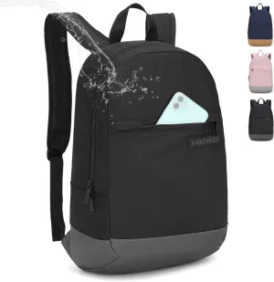HEAD Small Waterproof Travel Backpack for Women & Men, Lightweight Casual Daypacks for Sport/Gym/Fitness/Work/Daily, College Computer Bag for 15.6 inch Notebook