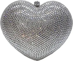 Heart Shape Crystal Evening Bag for Women Glitter Mini Rhinestones Clutch Purse Wedding Party Shoulder Bag
