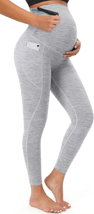 Heathyoga Maternity Leggings with Pockets - Pregnancy Yoga Pants for Women's Workout