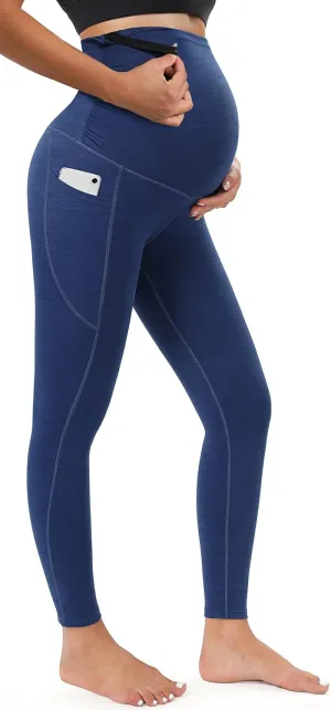 Heathyoga Maternity Leggings with Pockets - Pregnancy Yoga Pants for Women's Workout