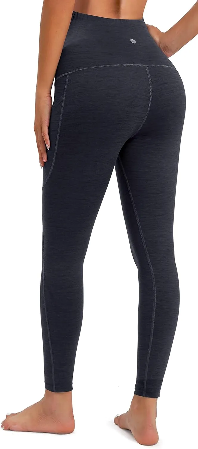 Heathyoga Maternity Leggings with Pockets - Pregnancy Yoga Pants for Women's Workout