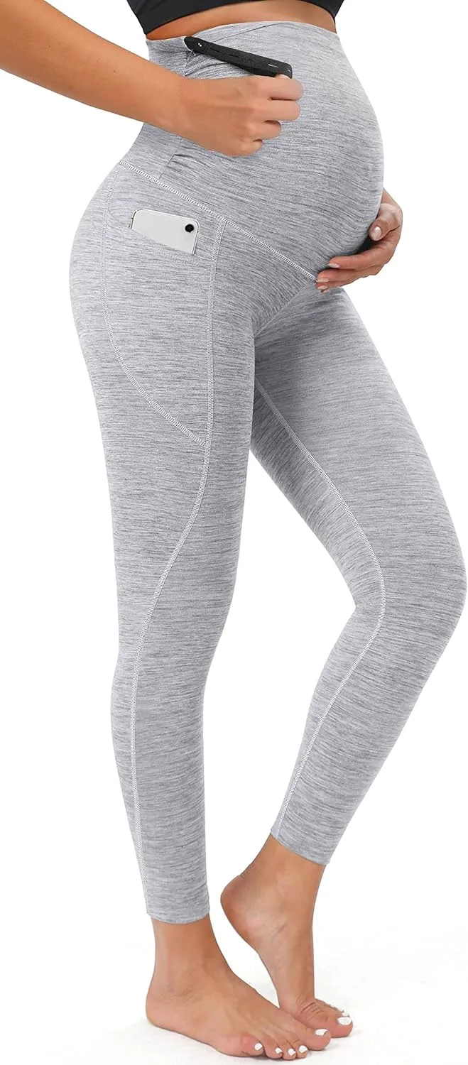 Heathyoga Maternity Leggings with Pockets - Pregnancy Yoga Pants for Women's Workout