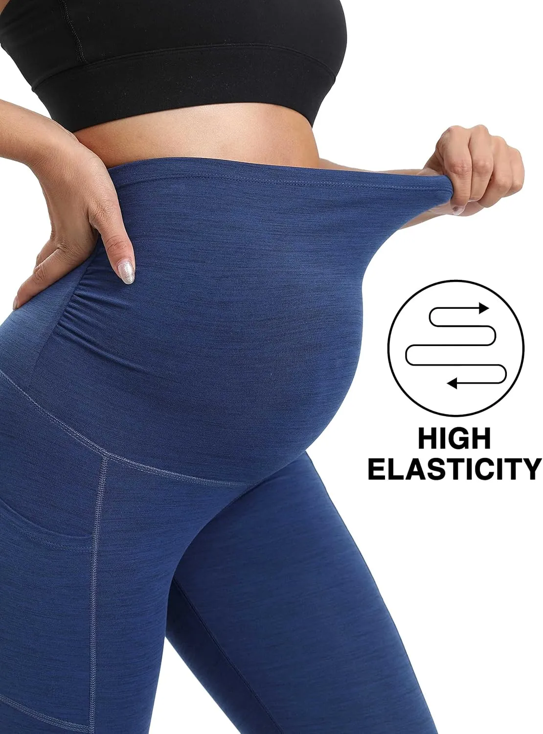 Heathyoga Maternity Leggings with Pockets - Pregnancy Yoga Pants for Women's Workout