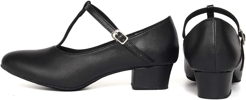 HIPPOSEUS Womens Latin Salsa Character Shoes Closed Toe Ballroom Dance Pump with T STRP,Model L041