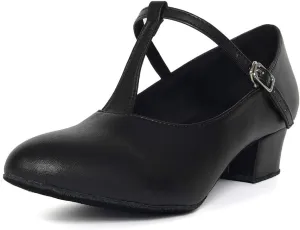 HIPPOSEUS Womens Latin Salsa Character Shoes Closed Toe Ballroom Dance Pump with T STRP,Model L041