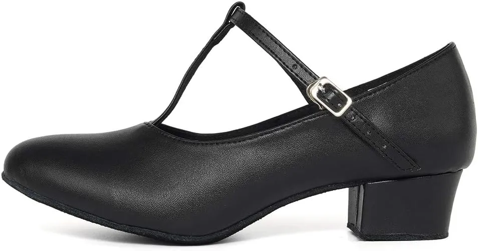HIPPOSEUS Womens Latin Salsa Character Shoes Closed Toe Ballroom Dance Pump with T STRP,Model L041