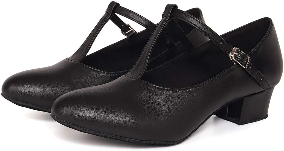 HIPPOSEUS Womens Latin Salsa Character Shoes Closed Toe Ballroom Dance Pump with T STRP,Model L041