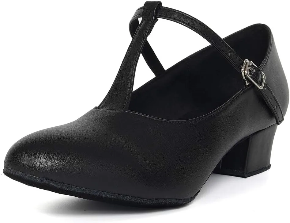HIPPOSEUS Womens Latin Salsa Character Shoes Closed Toe Ballroom Dance Pump with T STRP,Model L041