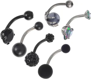 Homoyoyo 6Pcs Shaped Belly Button Rings Stainless Steel Navel Rings with Gems Body Piercings for Comfortable and Safe Wear