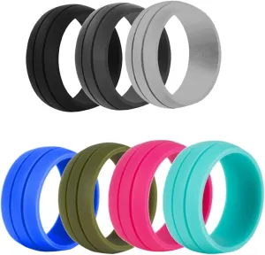 Homoyoyo Trendy Women's Finger Ring Set Rings for Women 7 Silicone Wedding Band (size 8)
