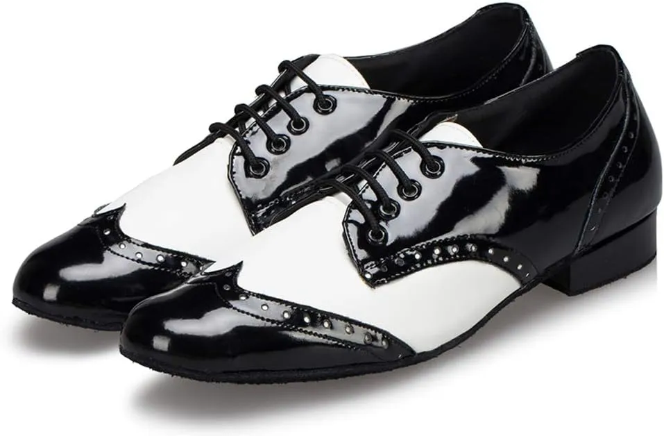 Honeystore Men's Lace-up Dance Shoes Splice PU Leather Modern Tango Jazz Ballroom Latin