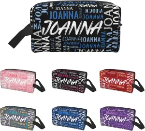 Husguciy Custom Makeup Bag with Name, Personalized Cosmetic Bag Add Your Name, Customized Zipper Toiletry Bag Gifts for Woman Wife Girls Men Travel (Black Blue)