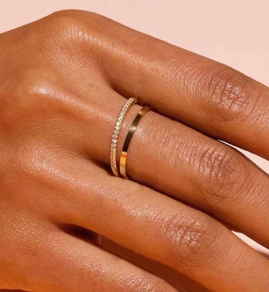 iF YOU Gold Rings for Women Non Tarnish, Trendy 14K Gold Plated Jewelry for Women Dainty Stackable Cubic Zirconia Knuckle Ring Set Statement Chunky Stacking Band Rings Size 5 6 7 8 9