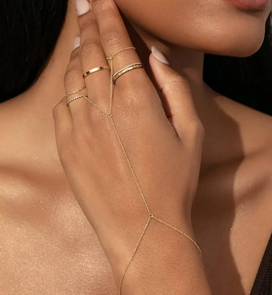 iF YOU Gold Rings for Women Non Tarnish, Trendy 14K Gold Plated Jewelry for Women Dainty Stackable Cubic Zirconia Knuckle Ring Set Statement Chunky Stacking Band Rings Size 5 6 7 8 9