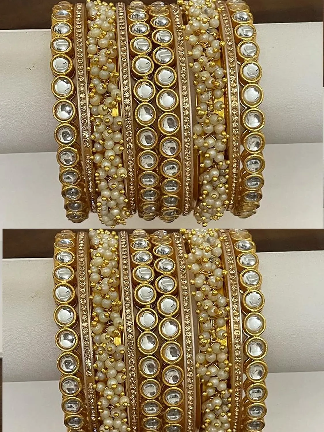 Indian Kundan bangles Look Handmade bangle Pearl kundan bangle Metal Mesh Work Twisted Wires Rhinestone Meenakari Enamel Designer Jewelry Bangle Bracelets in Gold Silver Tone for Women.
