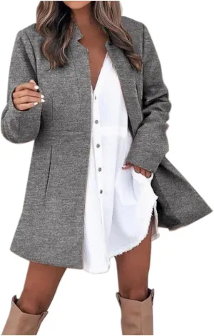 Jackets for Women Oversized Turndown Neck Baggy Tops Casual Long Sleeve Winter Coat with Pockets Button Outerwear