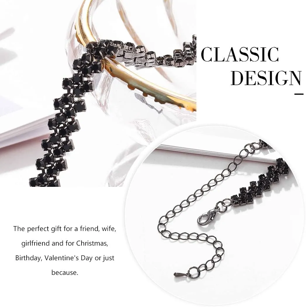 JEAIRTS Choker Rhinestone Necklace Diamond Row Necklaces Crystal Chokers Chain Jewelry Sparkly Party Prom Accessories for Women
