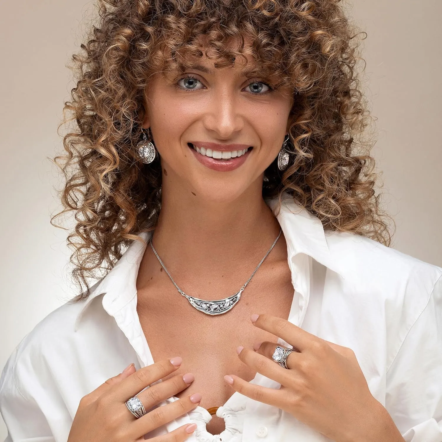 JEAN RACHEL JEWELRY 925 Sterling Silver Ring - Wrap Vintage Design with Cushion Shaped Cubic Zirconia - Hypoallergenic, Lead & Nickel Free - Artisan Handcrafted Statement Rings for Women