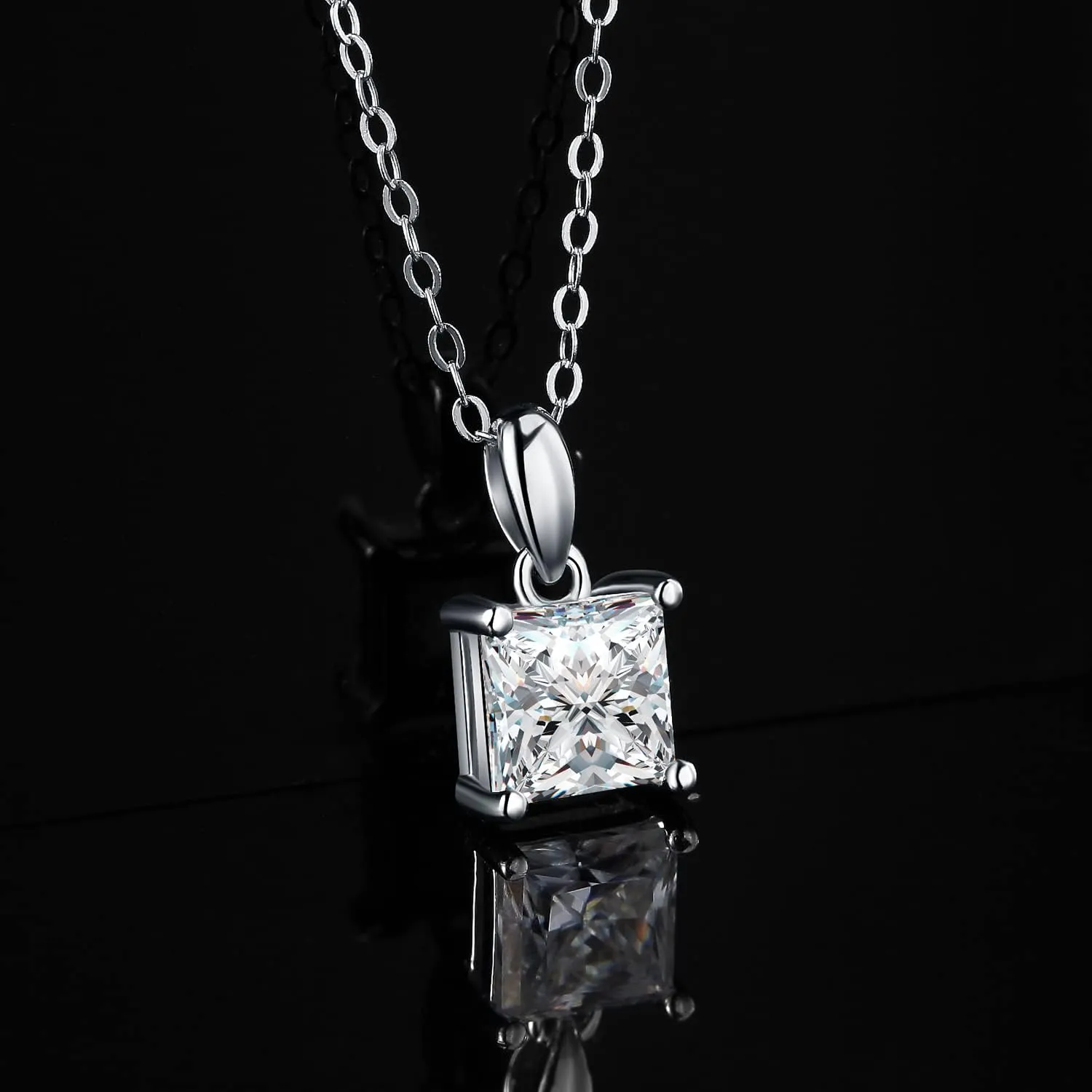 JewelryPalace 1ct Cubic Zirconia Solitaire Pendant Necklace for Women, 14K White Yellow Rose Gold Plated 925 Sterling Silver Necklaces for Her, Classic Simulated Diamond Jewelry Set, 18 Inches chain