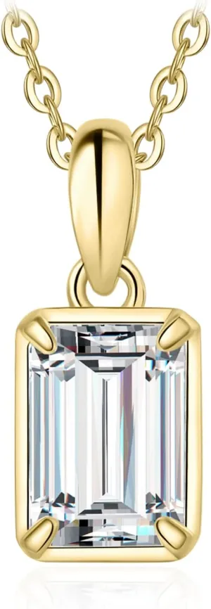JewelryPalace 1ct Cubic Zirconia Solitaire Pendant Necklace for Women, 14K White Yellow Rose Gold Plated 925 Sterling Silver Necklaces for Her, Classic Simulated Diamond Jewelry Set, 18 Inches chain