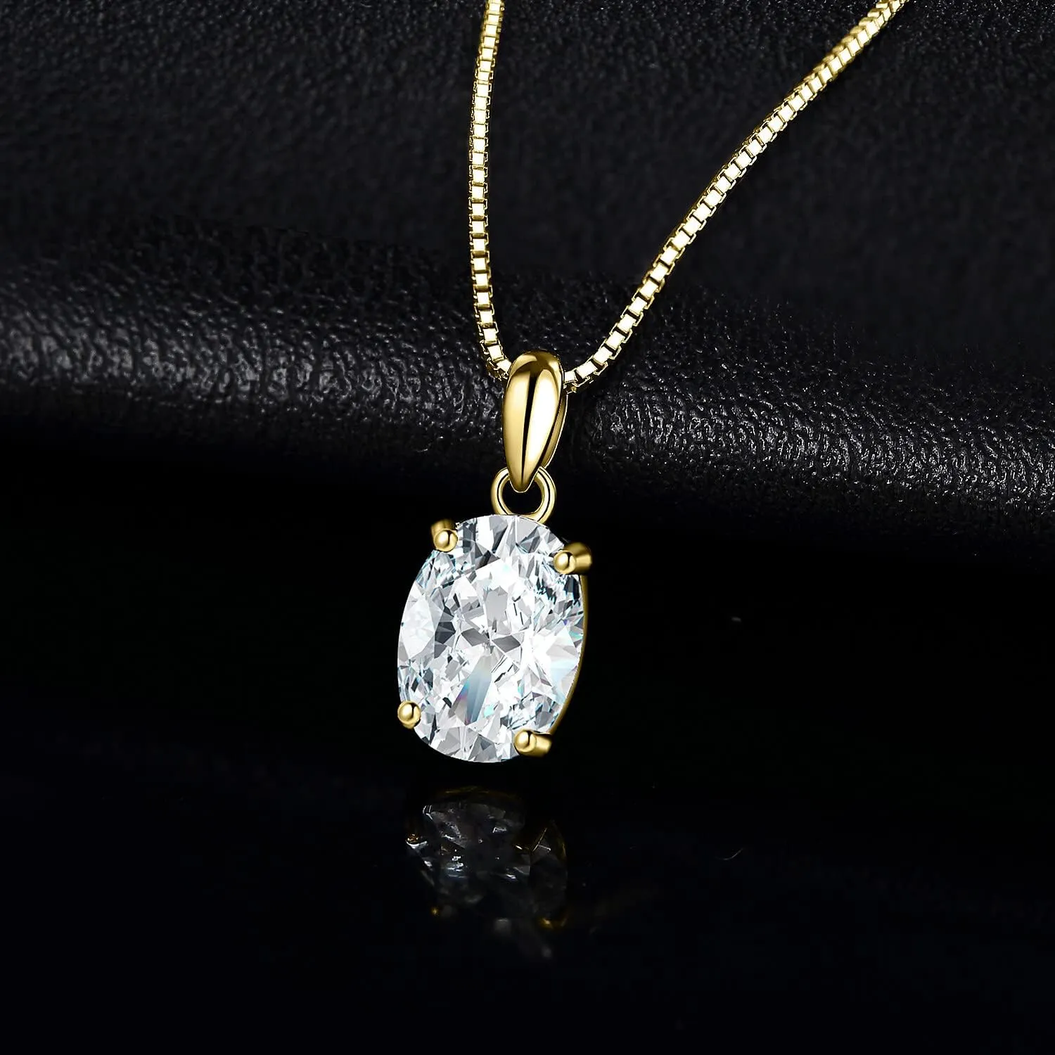 JewelryPalace Oval Cut 1ct 2ct Cubic Zirconia Solitaire Pendant Necklace for Women, 925 Sterling Silver Necklaces for Her, Classic Simulated Diamond Jewelry Set Gift, 18 Inches Chain