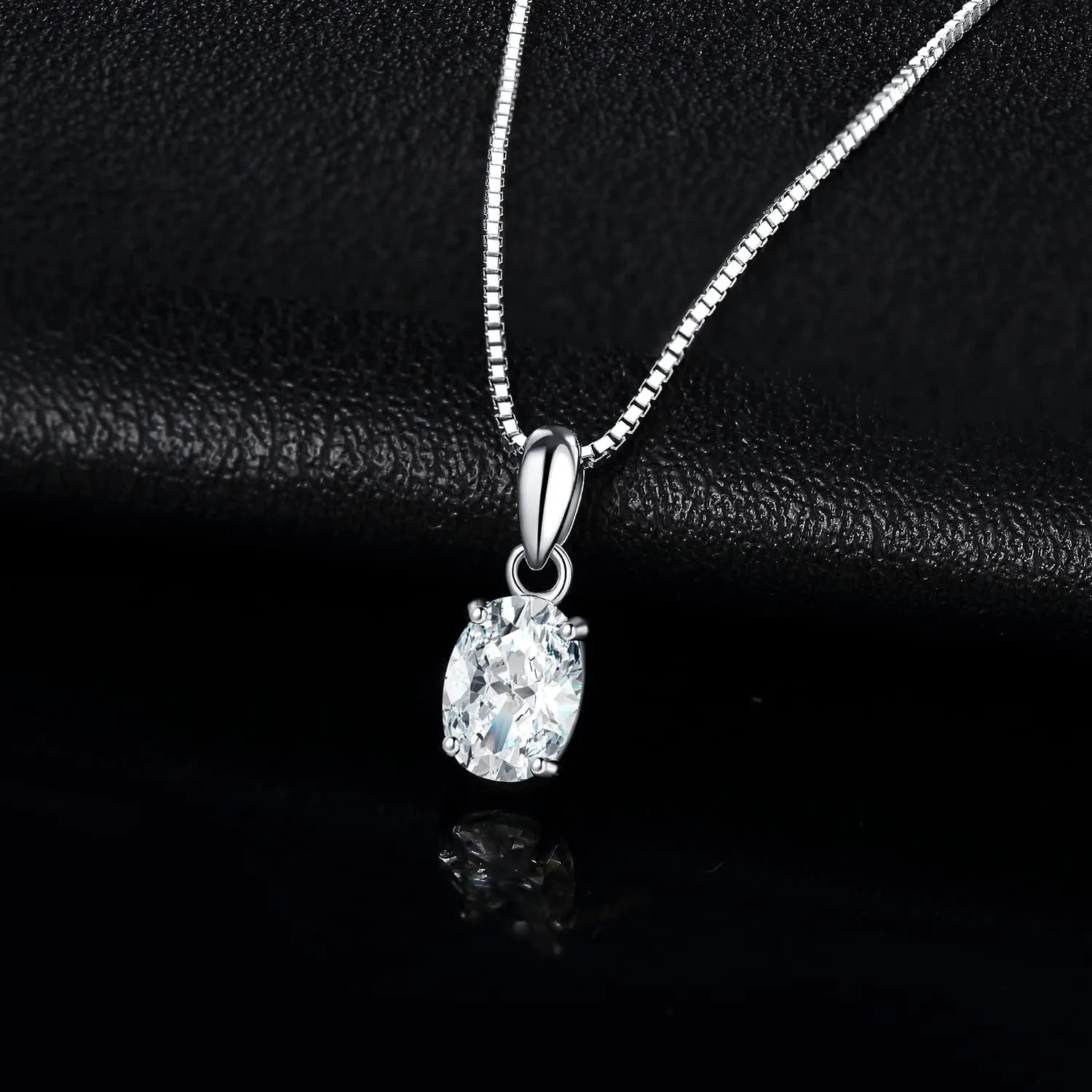 JewelryPalace Oval Cut 1ct 2ct Moissanite Solitaire Pendant Necklace for Women, Simulated Diamond 925 Sterling Silver 14k White Gold Plated Necklaces for Her VVS D-F, 18 Inch Box chain