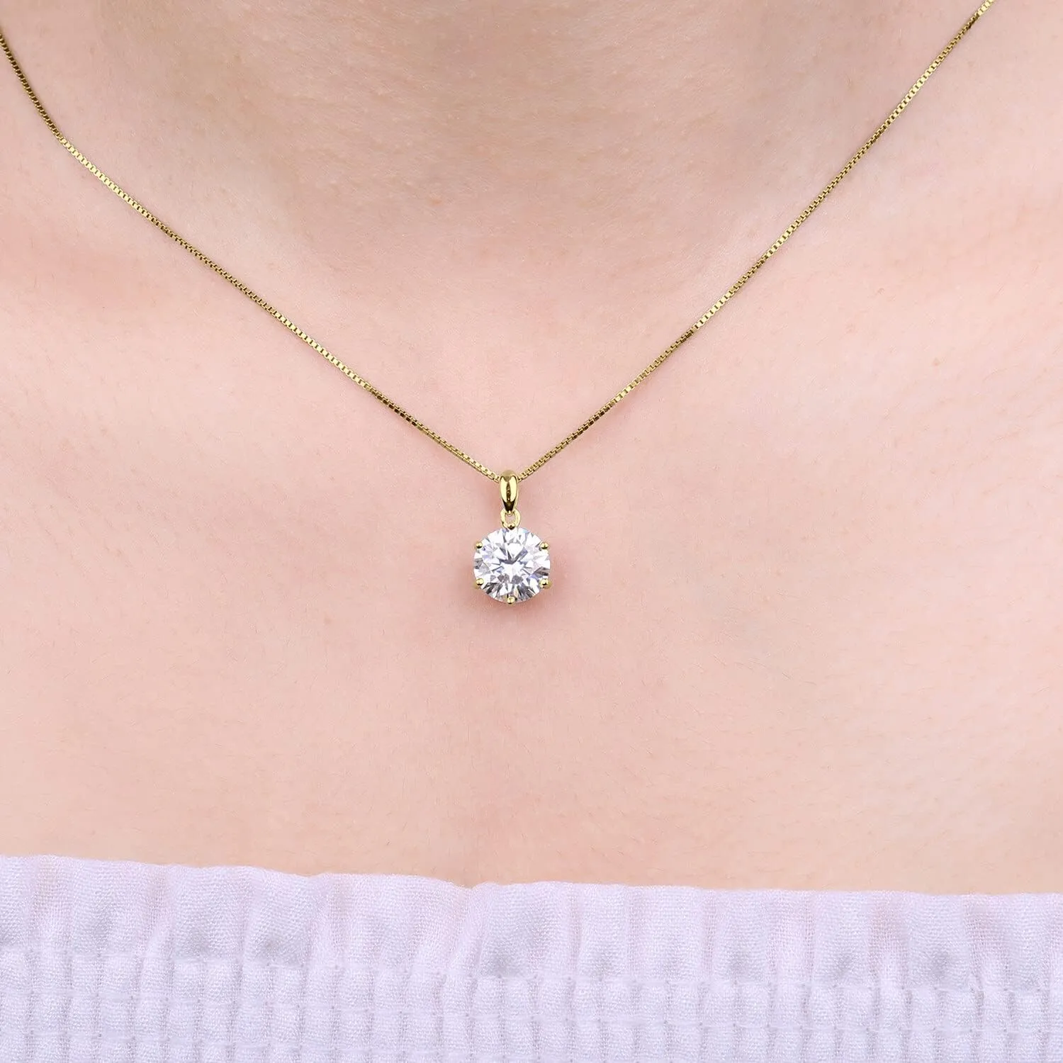 JewelryPalace Round 1ct 2ct 3ct Cubic Zirconia Solitaire Pendant Necklace for Women, 925 Sterling Silver 14k White Gold Plated Necklaces for Her, Classic Simulated Diamond Jewelry Set, 18 Inches chain