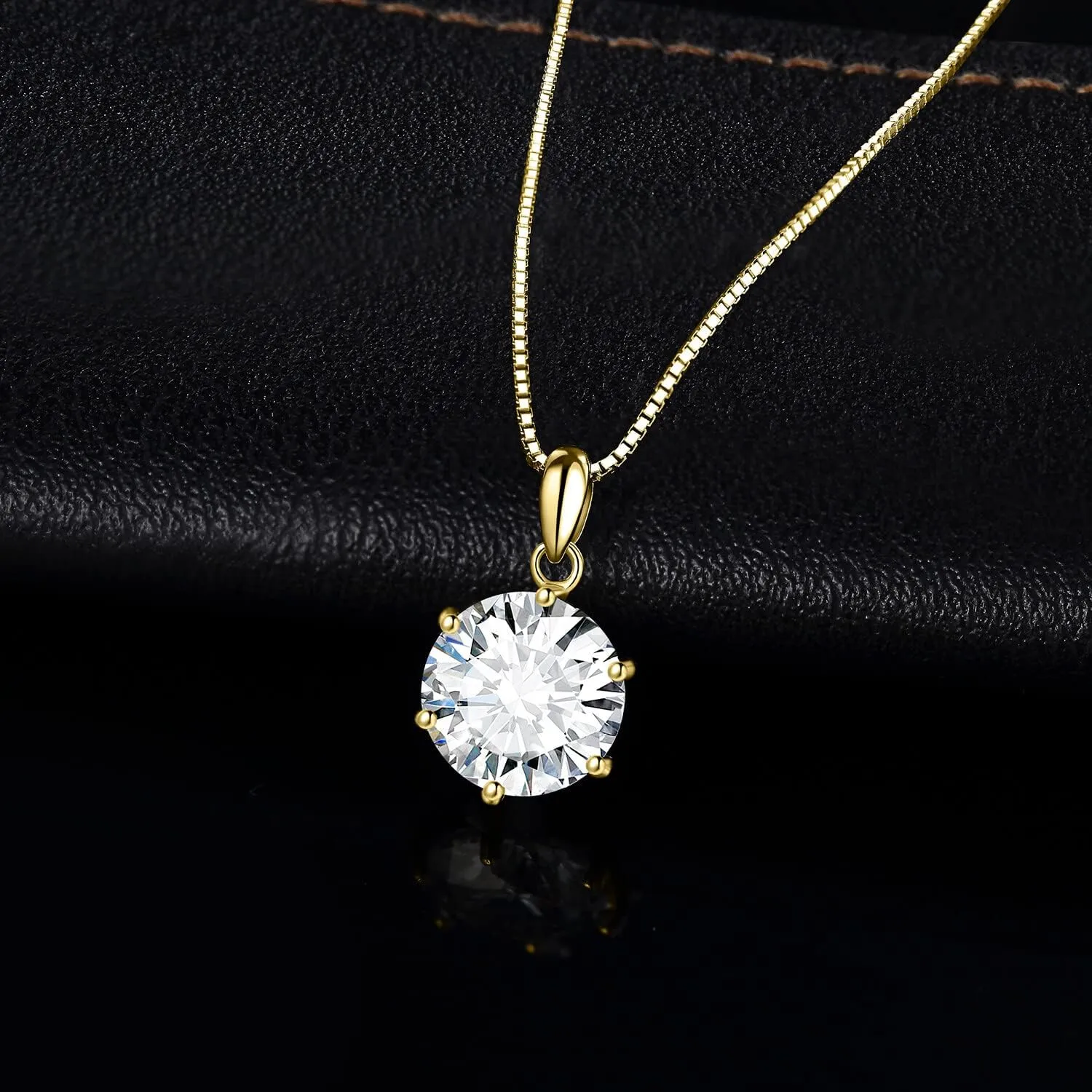 JewelryPalace Round 1ct 2ct 3ct Cubic Zirconia Solitaire Pendant Necklace for Women, 925 Sterling Silver 14k White Gold Plated Necklaces for Her, Classic Simulated Diamond Jewelry Set, 18 Inches chain