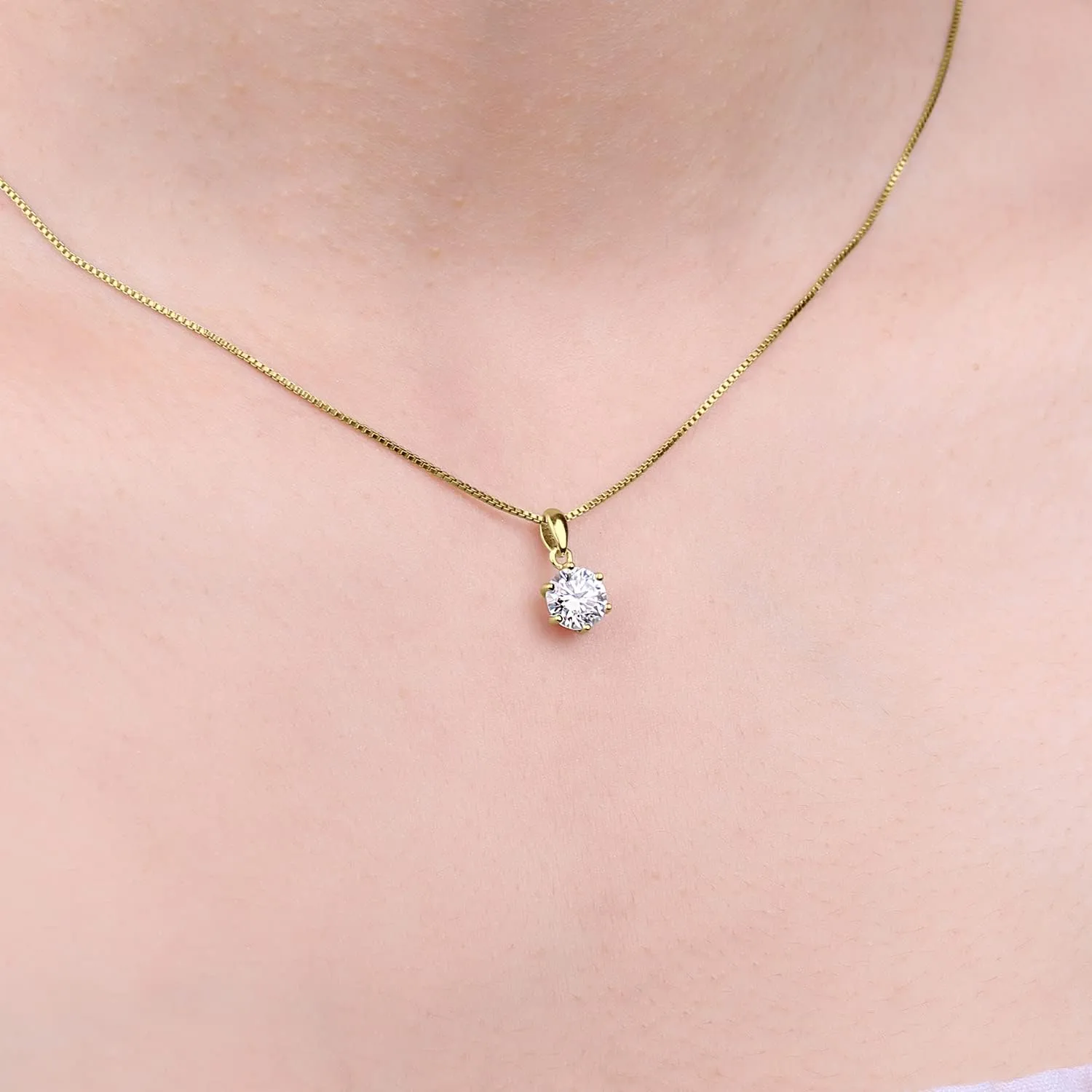 JewelryPalace Round 1ct 2ct 3ct Cubic Zirconia Solitaire Pendant Necklace for Women, 925 Sterling Silver 14k White Gold Plated Necklaces for Her, Classic Simulated Diamond Jewelry Set, 18 Inches chain
