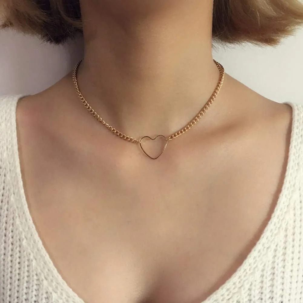 JFORYOU Nipple Ring with Choker Necklaces Stainless Steel Nipple Rings Chain Heart Cat Head Punk Chokers for Women Nipple Barbell Piercing Jewelry