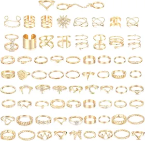 JOERICA 70PCS Knuckle Rings for Women Stackable Joint Midi Finger Ring Set