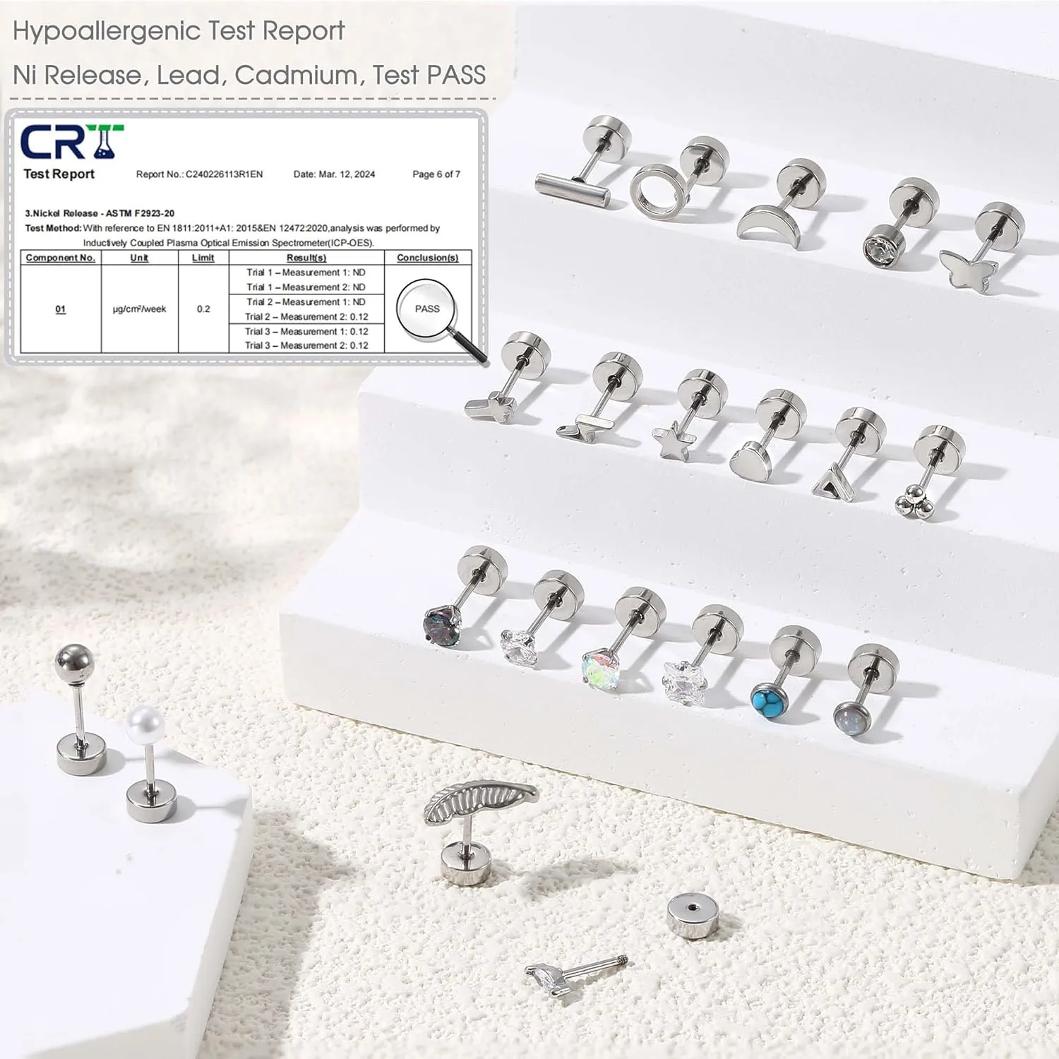 Jstyle 21 Pairs Hypoallergenic Flat Back Stud Earrings for Women Men Surgical Stainless Steel Earrings for Sensitive Ears Cartilage Earring Small Studs Earrings Set Stacks Screw Back Earrings Piercing