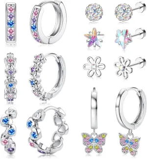 Jstyle Earrings for Girls Hypoallergenic Hoops Earrings for Teens Surgical Stainless Steel Earrings for Little Girls Screw Back Studs Earrings for Toddlers Cute Earrings Jewelry for Kids