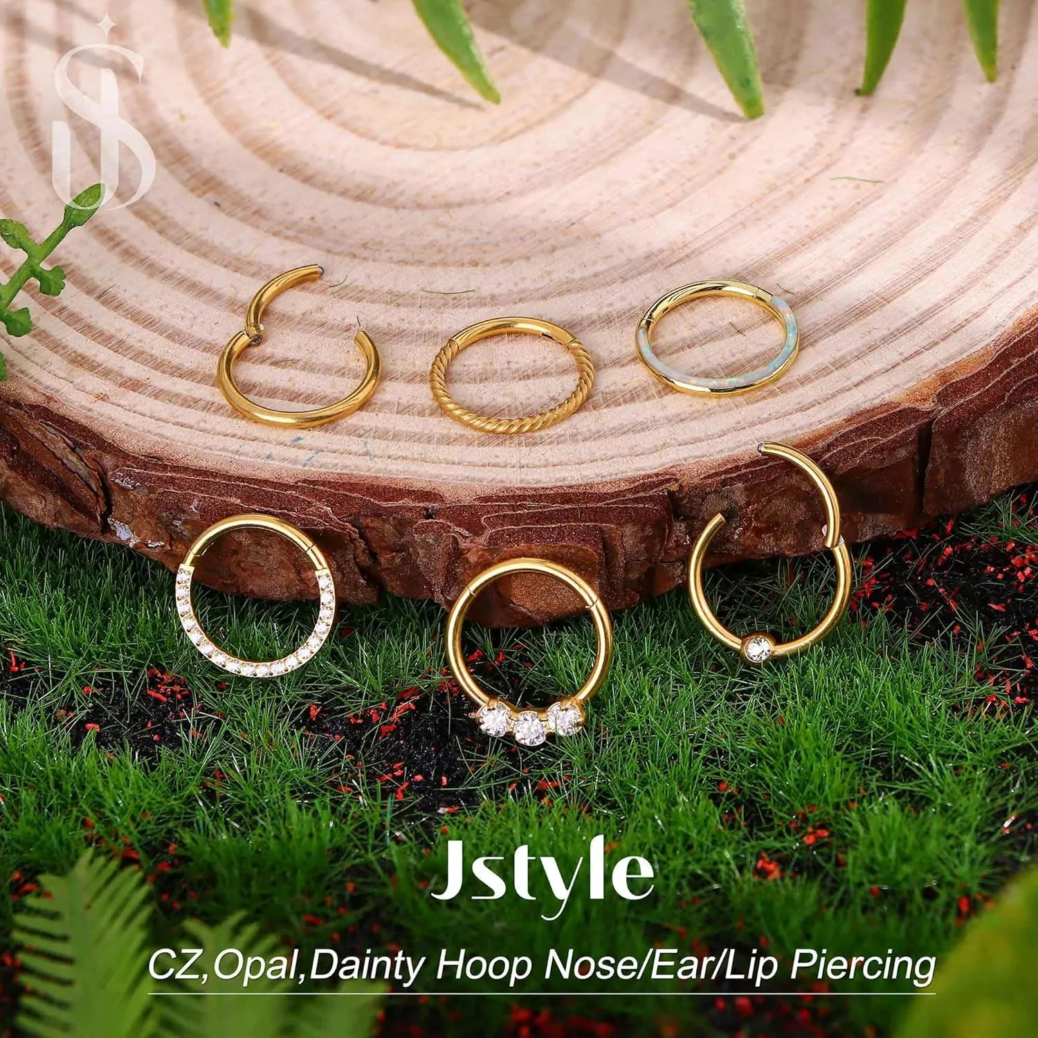 Jstyle Hypoallergenic Surgical Steel Septum Nose Rings for Women Men Opal CZ Nose Hoop Ring Septum Rings Hinged Cartilage Earring Conch Lip Helix Daith Rook Tragus Piercing Jewelry 8mm 10mm
