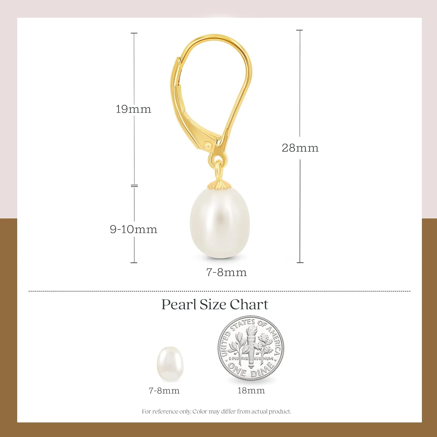 KEZEF Freshwater Pearl Drop Earrings, 14K Gold Plated Sterling Silver, 7-8mm Silver Dangle Earring for Women, Leverback, Hypoallergenic Bridal Pearl Earrings for Women dangling jewelry bridesmaid