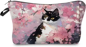 Kitten Gift Japanese Style Cat Makeup Bag Cute Small Organizer Bag Travel Toiletry Zipper Pouch Cat Neko Cosmetic Bag Birthday Christmas Gift for Cat Lovers Women