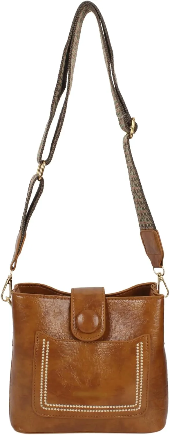 LABANCA Women Vegan Leather Crossbody Bag Hobo Purse Shoulder Bags with Guitar Strap