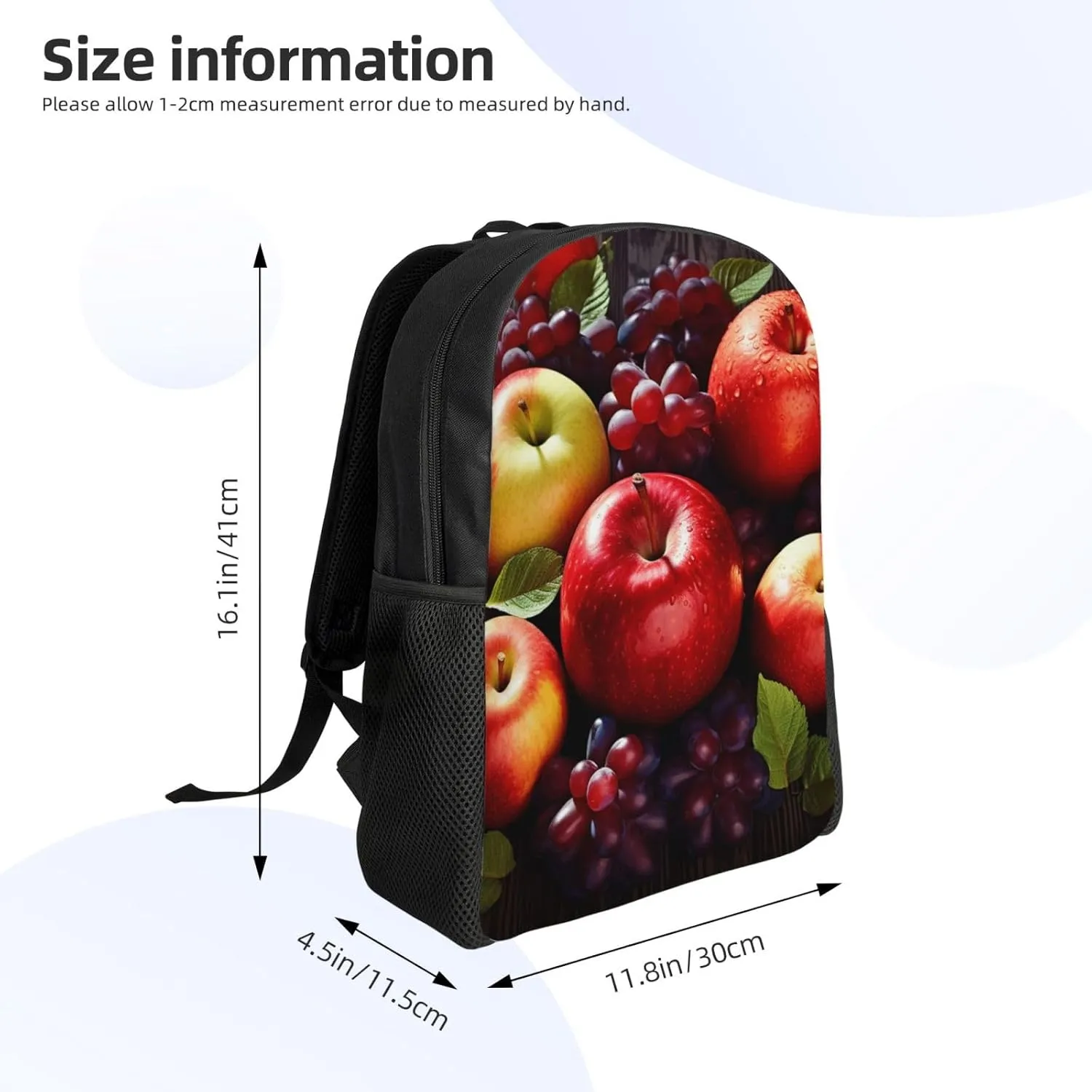 Laptop Backpack for Women Men Carry-on Backpack Fruits Pattern Daypack Lightweight Travel Shoulder Bags