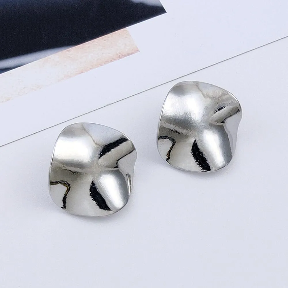 Large Gold Chunky Earrings for Women - Big Statement Jewelry, Silver Geometric Thick Bold Square Disc Heart Spiral Stud Earrings