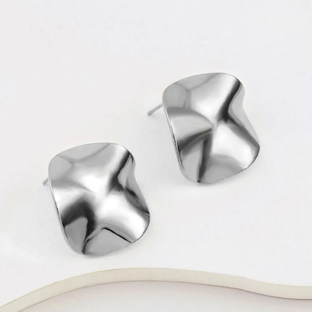 Large Gold Chunky Earrings for Women - Big Statement Jewelry, Silver Geometric Thick Bold Square Disc Heart Spiral Stud Earrings
