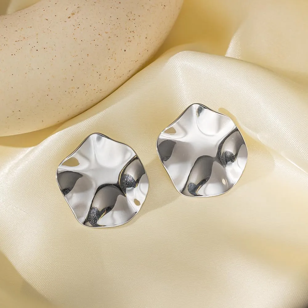 Large Gold Chunky Earrings for Women - Big Statement Jewelry, Silver Geometric Thick Bold Square Disc Heart Spiral Stud Earrings