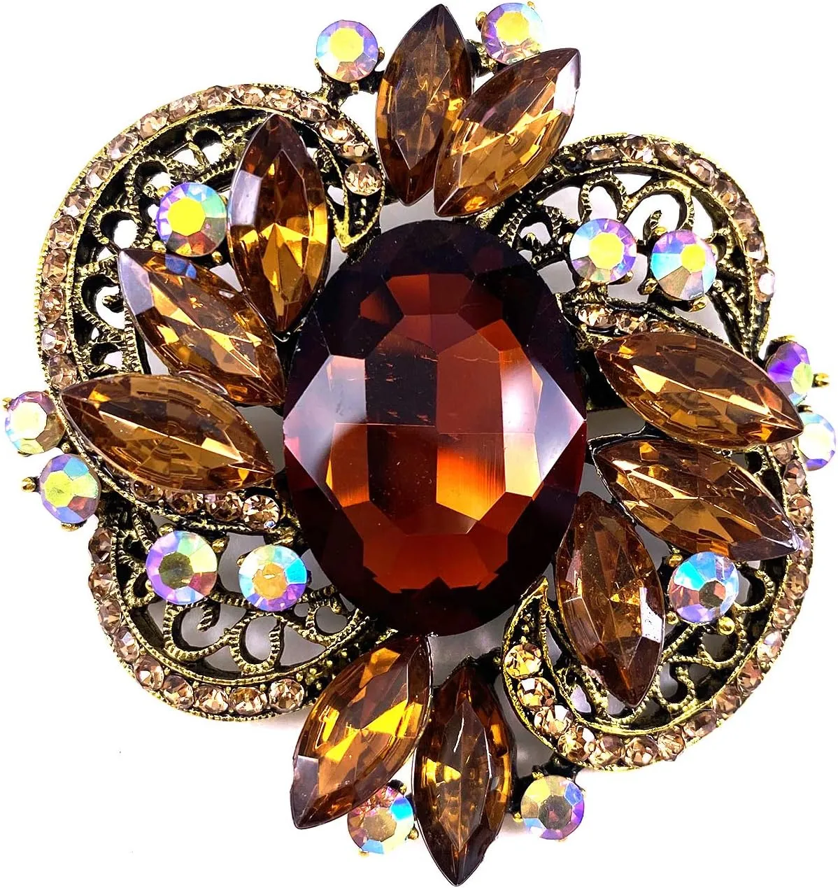 LAXPICOL Women's Large Sparkly Crystal Flower Brooch Pin Fashion Statement Broach Pin