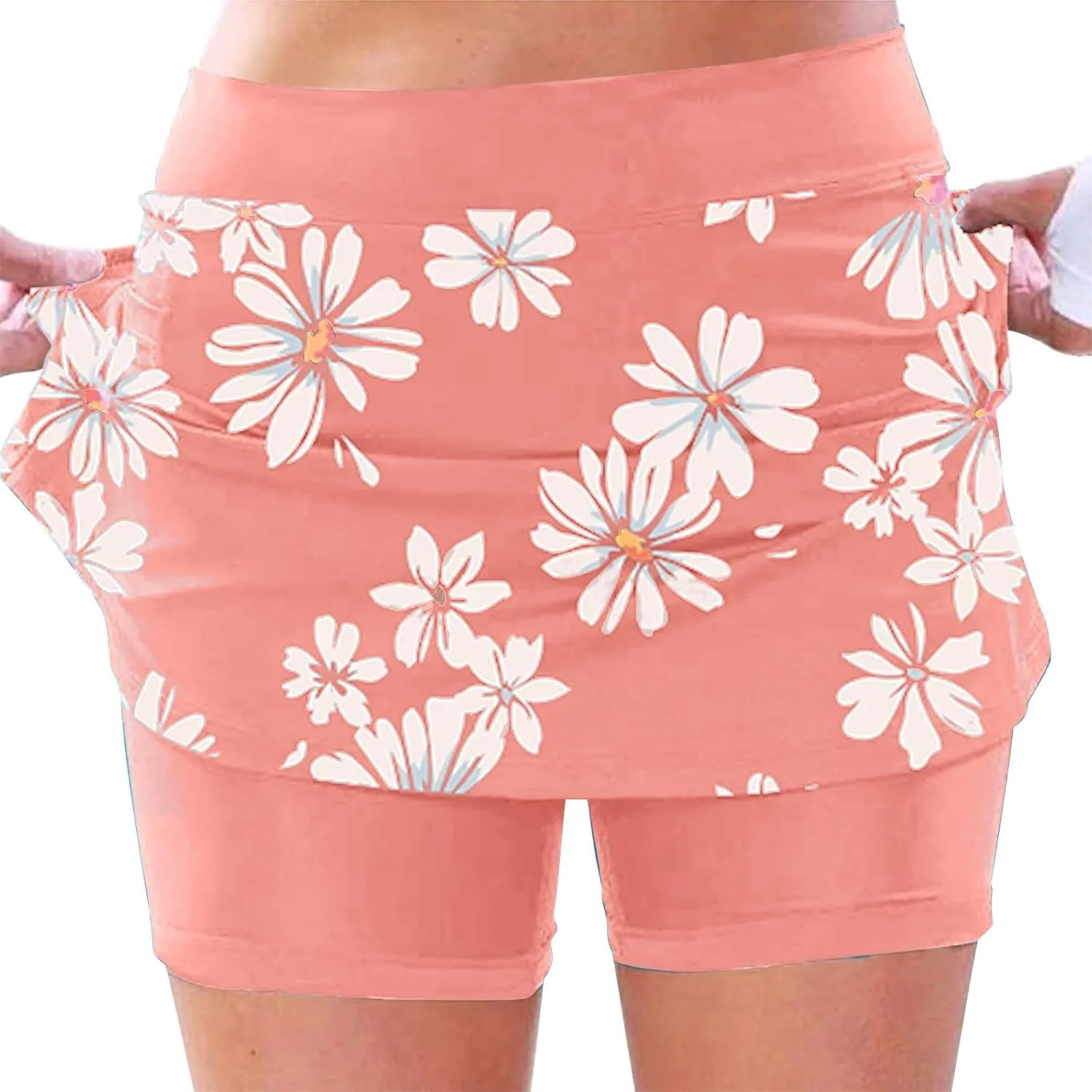 LCMTWX Black Skirt for Women Solid Mid Waist Culottes Short Skirts Skinny Pants Skorts for Woman White Tennis Skirt Tennis