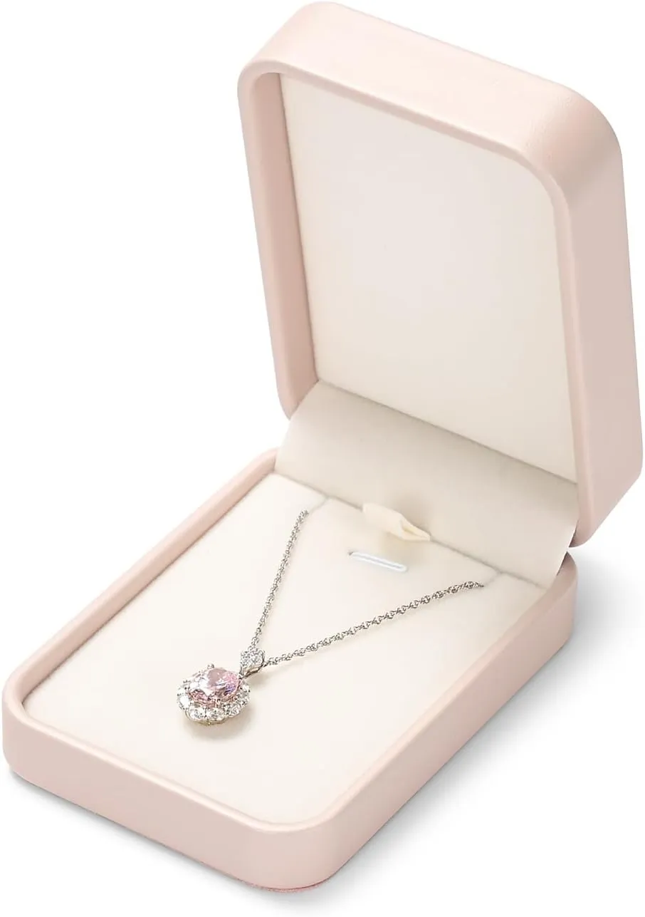 Leather Necklace Gift Box Jewelry Gift Box Pink Necklace Bracelet Chain Case for Wedding Birthday Mother's Day,Valentine's Day (Pink)