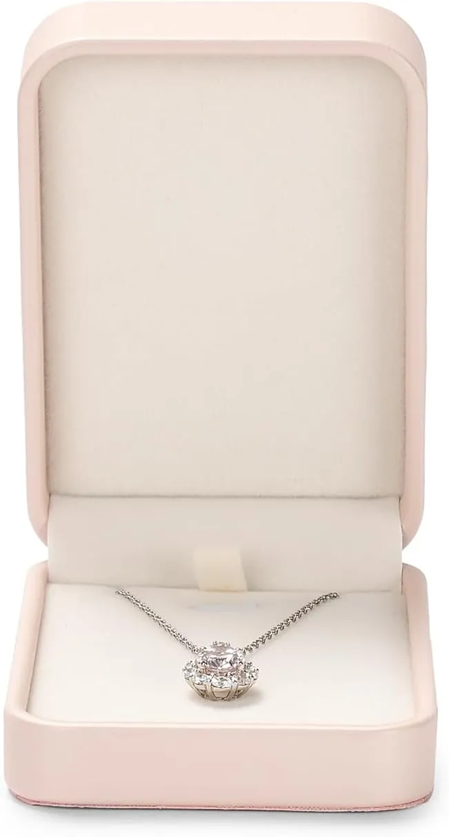 Leather Necklace Gift Box Jewelry Gift Box Pink Necklace Bracelet Chain Case for Wedding Birthday Mother's Day,Valentine's Day (Pink)
