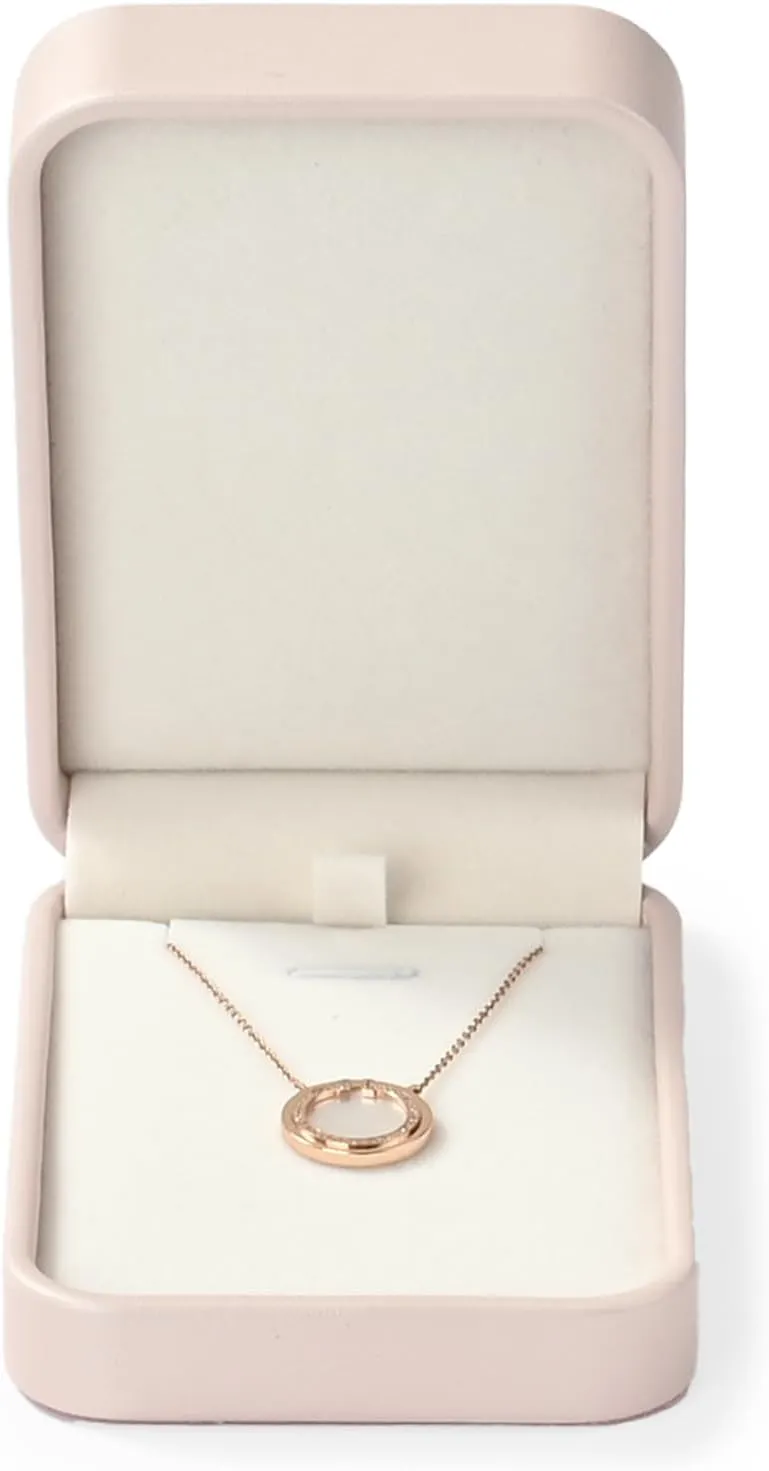 Leather Necklace Gift Box Jewelry Gift Box Pink Necklace Bracelet Chain Case for Wedding Birthday Mother's Day,Valentine's Day (Pink)