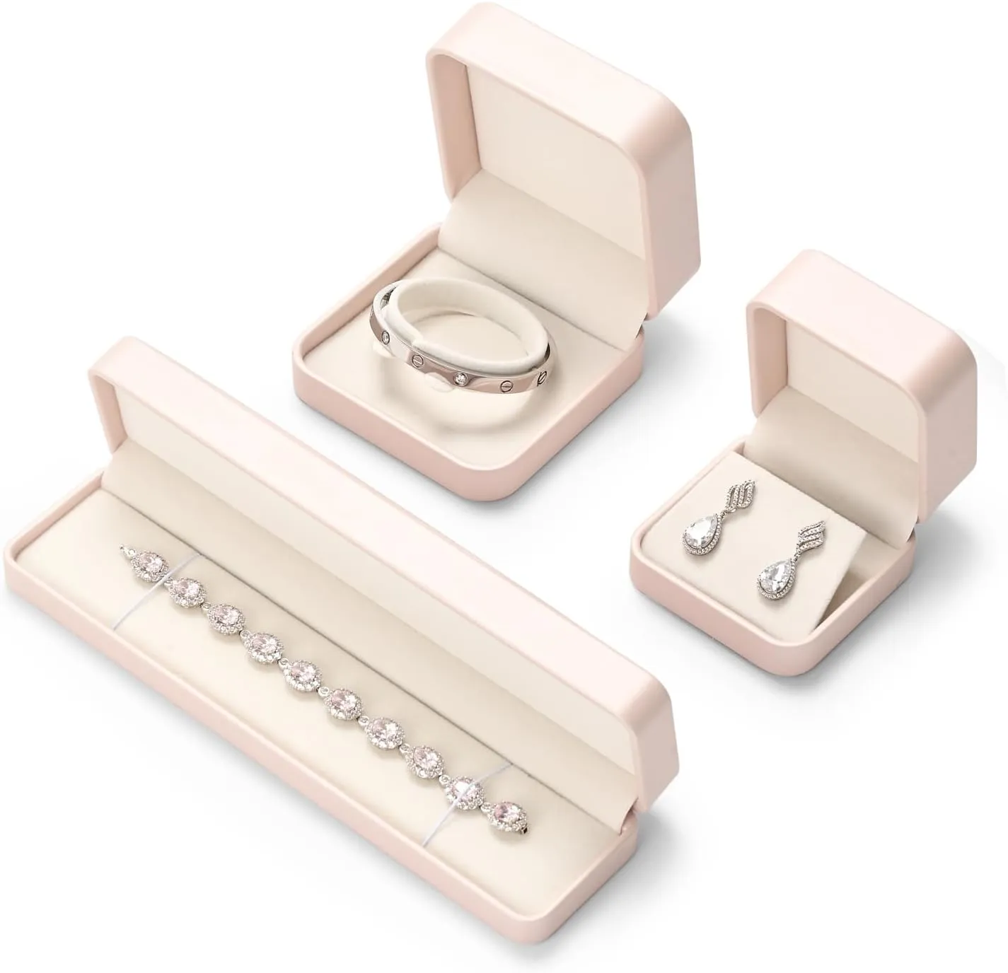 Leather Necklace Gift Box Jewelry Gift Box Pink Necklace Bracelet Chain Case for Wedding Birthday Mother's Day,Valentine's Day (Pink)
