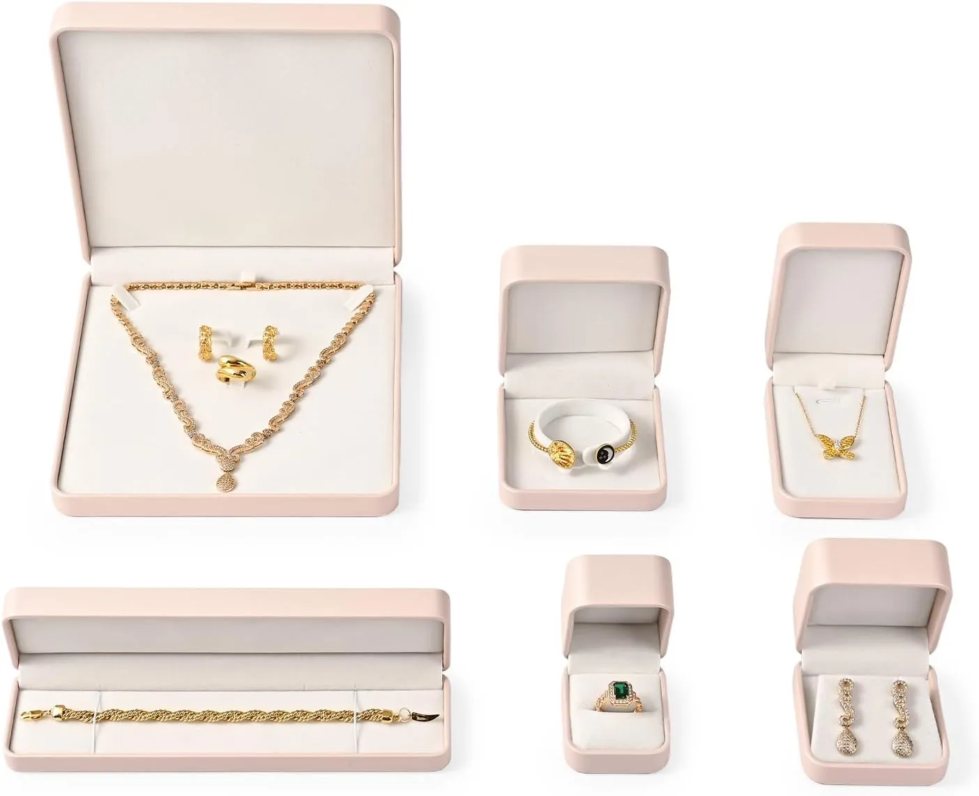 Leather Necklace Gift Box Jewelry Gift Box Pink Necklace Bracelet Chain Case for Wedding Birthday Mother's Day,Valentine's Day (Pink)