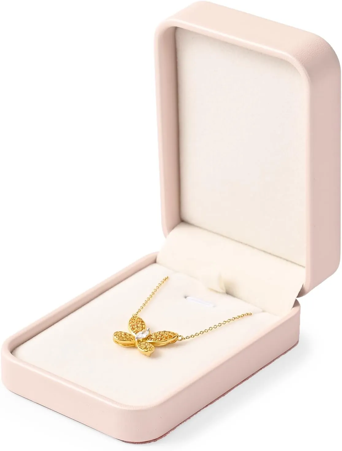 Leather Necklace Gift Box Jewelry Gift Box Pink Necklace Bracelet Chain Case for Wedding Birthday Mother's Day,Valentine's Day (Pink)