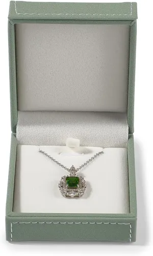 Leather Necklace Gift Box Jewelry Gift Pendant Box Elegant Necklace Case for Birthday, Proposal, Engagement, Wedding, Valentine's Day(Green)